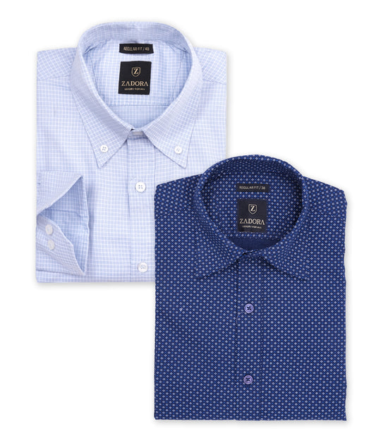 ZADORA Pack of 2 Men's Cotton Regular Fit Full Sleeves Stylish, Comfortable Casual & Formal Shirt