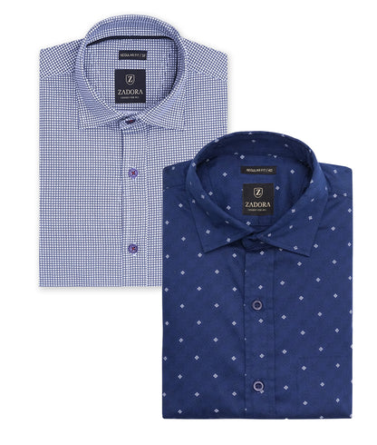 ZADORA Pack of 2 Men's Cotton Regular Fit Full Sleeves Stylish, Comfortable Casual & Formal Shirt