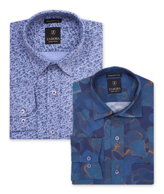 ZADORA Pack of 2 Men's Cotton Regular Fit Full Sleeves Stylish, Comfortable Casual & Formal Shirt