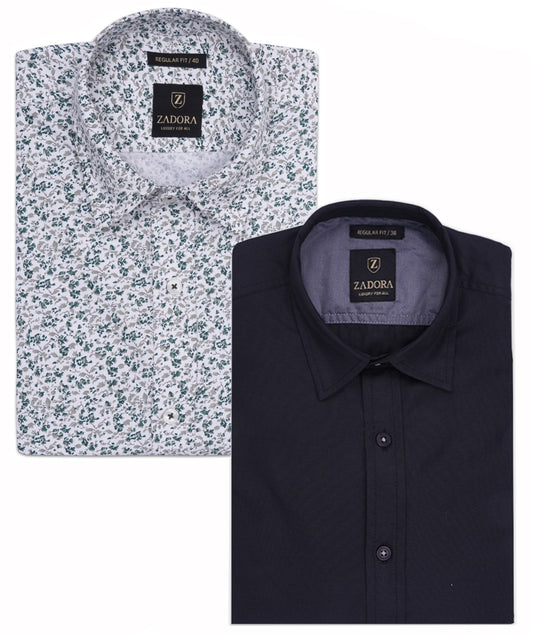 ZADORA Pack of 2 Men's Cotton Regular Fit Full Sleeves Stylish, Comfortable Casual & Formal Shirt